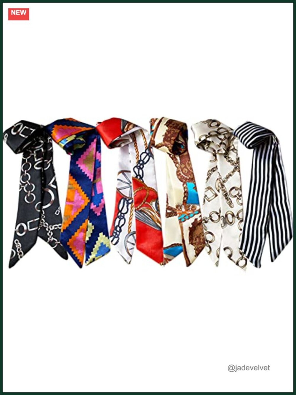6 Pack Imitation Silk Fashion Scarves for Women Multifunction Neck Hair Bag